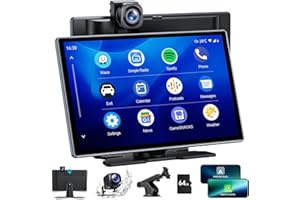 EYETOO Wireless Car Stereo for Apple CarPlay Android Auto, 9 Inch Portable Car Audio Receiver with 2.5K Dash Cam, 1080P Rear Camera, Carplay Screen Radio with Bluetooth 5.0/Mirror Link/Google/Siri/GPS/FM/AUX