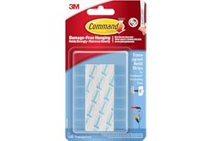 Command Mini Clear Refill Strips for Command Decorating Clips - 40 Adhesive Strips - Hanging Clips for Decorations and Fairy Lights - Damage Free Hanging