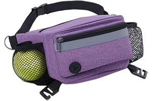 FIVAVA Bolsa para golosinas para perros, bolsa multiusos para perros, riñonera para accesorios para perros, dispensador de bolsas de excrementos y bolsa robusta para entrenamiento de perros (morado)
