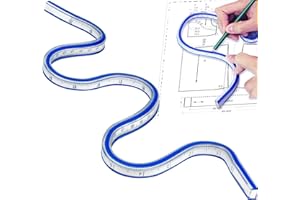 iYinJuan Règle Flexible, 50cm Regle en PVC, Règle Courbe Cintrable Clairement Flexible Curve, Règle de Serpent Plastique Double Face pour Bureau Ecole Studio Dessin Technique Menuiserie - Bleu