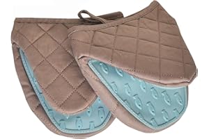 ICOUVA Mini Oven Mitts Silicone Heat Resistant One Pair Oven Gloves BPA Free Cute Silicone Mitts Set for Instant Pot Kitchen Use Baking BBQ Grilling or Air Fryer Hand Mitts