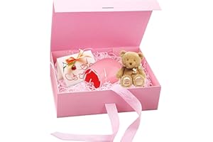 BOOAEE Boite cadeau Bowknot (21x17x7cm), Boite Cadeau Magnétique, Boite Magnetique Boîte Cadeau Avec Couvercle, Boîte de Cadeau Rectangulaire pour l'anniversaire,le Mariage,Boite cadeau Sint-Valentin (Rose)