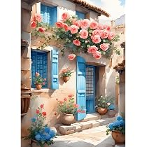 Castle Diamond Art Kit Per Adulti - Fiori In Bottiglia, 30,5 X 40,6 Cm, Full Drill Rotondo, Fai Da Te Con Tela Adesiva, Penna E Diamanti, Decorazione Casa