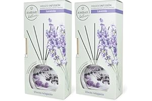 AMBAR PERFUMS Ambar Botanic Ambientador Mikado Infusión (Pack 2 uds. x 75 ml) - Líquido - Lavanda