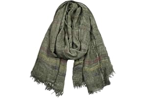 YONKOUNY Bufanda Hombres Otoño e Invierno Cálida Bufanda Clásico Largo Algodón y Lino Suaves Braga Cuello Moda Pañuelo de Cuello de Rayas