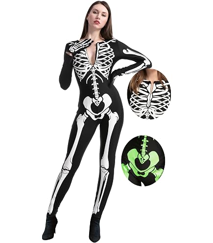 Smiffys Fever Sheer Skeleton Bodysuit - Body Scheletro Trasparente Nero Per Carnevale, Taglia Unica