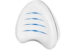 Perffi Cuscino per ginocchia per chi dorme sul fianco, cuscino ortopedico per gambe per dormire senza dolore, cuscino ergonomico in memory foam viscoelastico I rivestimento traspirante (bianco)