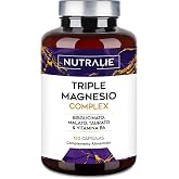 Triple Magnesium Complex with Bisglycinate + Malate + Taurate | Energy Tiredness Fatigue and Nervous System, with Vitamin B6,