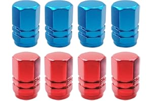 INSPUTOL 8 Pezzi Tappi Stelo Valvola Pneumatici in Alluminio Cappucci Antipolvere Auto per Pneumatici Auto Tappi Valvola Pneumatici Universali con Guarnizione per Moto, Camion, Scooter Elettrico, Passeggini