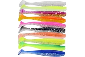 Pizsieat 100 Piezas Señuelos Pesca Pesca Mar 10 Colores 7 cm Vinilos de Pesca para Agua Salada y Mar de Agua Dulce