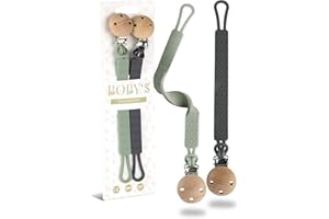 BOBY´S Schnullerkette Silikon 2 Pack/langlebige Schnullerkette Jungen und Mädchen mit Clip/BPA-freie Silikon Schnullerkette/flexible Schnullerketten/Pacifier Holder ab 3 Monate