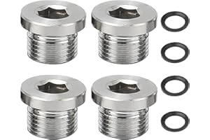 Beatific 4 tappi ciechi da 1/2 pollici, tappi ciechi, tappi filettati autosigillanti, tappi di chiusura in acciaio al carbonio con guarnizione, adatti per sigillare tubi