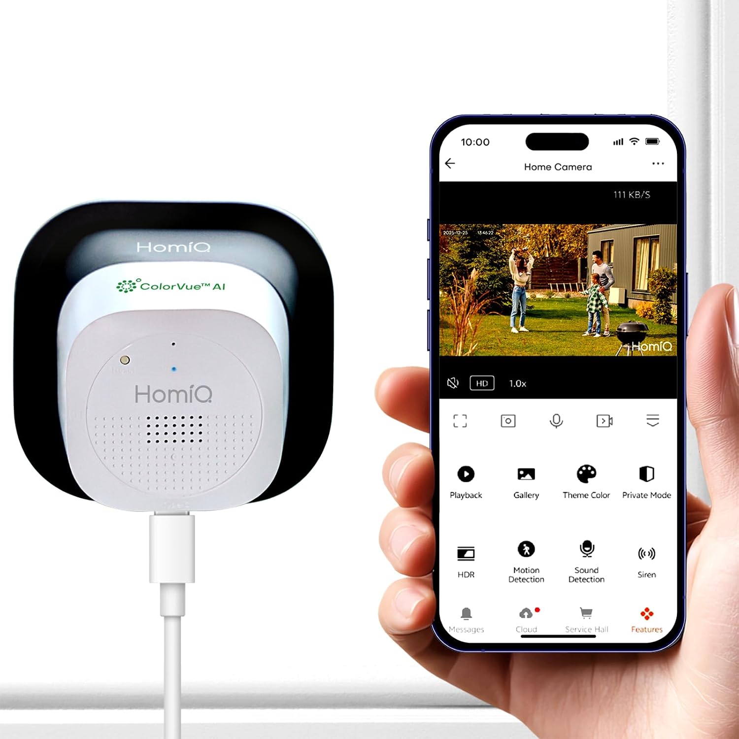 HomiQ Window Security Camera 2K, Indoor WiFi Cameras 2.4GHz/5GHz, Colorvue AI Color Night Vision, Person Detection with Auto-Focus, 24/7 Recording Compatible with Alexa & Google Home