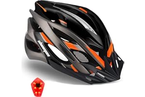 Shinmax Casco Bici Uomo Donna con LED Luce di Sicurezza Casco MTB con Visiera da Bici Ultraleggero Corsa Adulto Unisex da Bicicletta Ciclismo Protezione Regolabile
