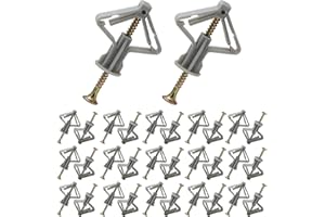 MELQUE Tasselli di Vite,Tasselli per cartongesso m8 x 50 mm,Tasselli per Pareti a Cavità per Cartongesso,Muro pieno, Mattone Forato (50 pz, Grigio)