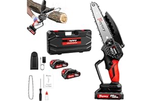 ROYALSWILL Mini Chainsaw Cordless 6-Inch Handheld Small Chain Saw with 2X Battery & Charger, 21V Battery Powered Portable Electric Mini Chainsaw w/Safety Lock for Courtyard Garden Household Tree Branch Trimming