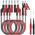 Hejo Set of 6 Test Leads with Crocodile Clips Cable, 4 Pieces 4 mm Banana Plug Cable with 2 Pieces Test Probes, 1 m Measuring