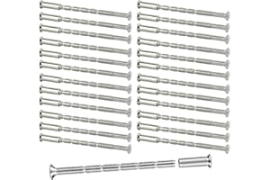 RJAYAA M4 Door Handle Bolt Through Fixings, 25Pcs M4 Door Handle Fixing Screws and Sleeves Nickel Plated Connecting Screw for Doors Handles Cabinet Drawers