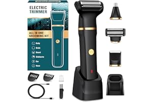 HOUPOO Intimrasierer Mann,3in1 Rasierer Herren Elektrisch/Nasenhaartrimmer, IPX7 Nass-Trockenrasierer 120 Min. Laufzeit,Rasierer Herren Intimbereich für Achselhöhle Beine Brust Leiste Nase,USB Ladestation