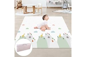 QINER Baby Play Mats for Floor Extra Larger Thick, 200 x 180 x 1 cm New Play Mat for Baby with Carry Bag, Waterproof Foldable XPE Foam Play Mat for Kids, Large Infant Playmat, Indoor Outdoor Playing Mat