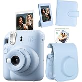 مجموعة Instax mini 12 Blue Camera-10-Piece Film-Frame-Square Album and Leather Case