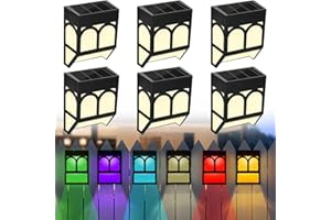 WUHUHAI 6 Pack Outdoor Wall Solar Lights,Fence Solar Lights Outdoor,Solar Wall Lights Outdoor Garden Waterproof,Decorative Garden Lights - Fence,Patio,Yard and Driveway Path,White Light/Color Changing