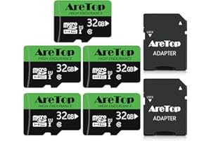 AreTop Carte Micro SD 32Go, Lot de 5 Carte Memoire UHS-I, TF Micro SDHC Classe 10, U1,avec Adaptateur pour Tablette/Drone/Dash Cam/Camera/Phone/Nintendo-Switch/PC，Lecture maximale 90 Mo/s
