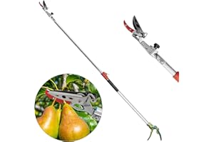 FLORA GUARD Teleskop Astschere,1,6-2,5 m, ausziehbar – leicht und robust, Obstpflücker mit rotierendem Klingenkopf, leichter ausziehbarer Aluminiumgriff für Astschneider