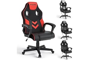 ‎BIGZZIA bigzzia Gaming Stuhl Computerstuhl Ergonomisch - Gamer Stuhl Bürostuhl mit Höhenverstellung Wippfunktion Feste Armlehne für Erwachsene Junge Mädchen, Rot