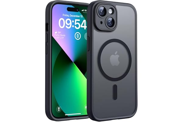 TOCOL Funda para iPhone 13, Funda Magnética para iPhone 13 6,1 Pulgadas [Protección Lente Cámara] [Protección Militar] Translúcida Mate Trasera, Titanio Negro