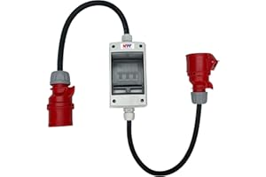 NWP CEE Adapter 32A 400V Stecker auf 16A 400V Kupplung Starkstrom - IP44 - mit Leitungsschutzschalter 3C16A - H07RN-F 5G2,5/5G4