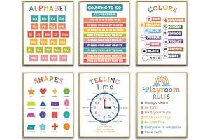 AUNMER Educational Preschool Learning Posters,Alphabet Inspirational Posters for Toddlers Classroom Playroom Bulletin BoardDecor,Pre K Learning Posters for Toddlers 1-3 Homeschool Supplies