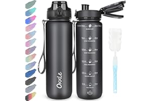 OKKLE Water Bottle 1L BPA Free Sport Drinks Bottle with Portable Handle 1 litre water bottle Lock Cover, Leak Proof,for Gym, School,Outdoor,Sports,Fitness& Office