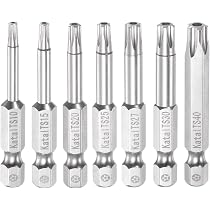Sourcing Map T30 Torx Bitsatz - 5 Punkt Stern Schraubendreher Bits 1/4 Zoll Sechskant 50mm Lang, Magnetisch