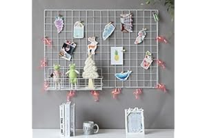 GBYAN 2 Pack Wall Grid Panel with Clips Hanging Photo Display Shelf Wire Notice Board Metal Grid Rack Art Organizer Home, Office & Kitchen Décor Mesh Picture Board