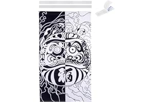 CoolChange Daruma japonés cortina para puerta, 85 x 150 cm, puerta Noren de tela, color negro y blanco
