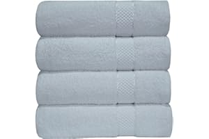 BELLACASA Casabella - Juego de 4 toallas de baño grandes de algodón egipcio peinado, tamaño grande., 100% algodón, Blanco, 4 Bath Sheet