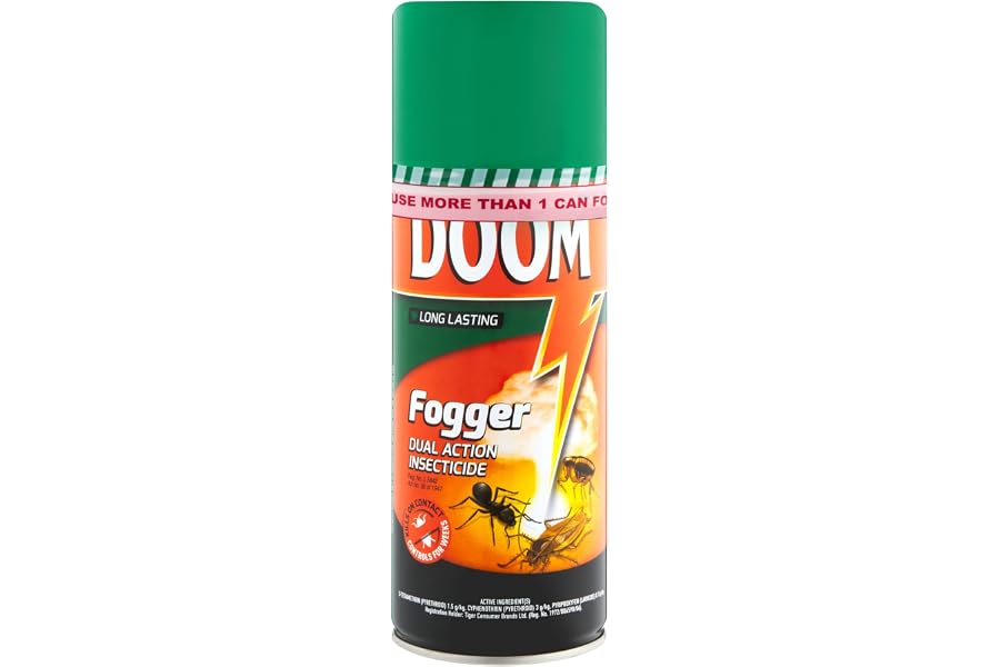 Doom Dual Action Fogger Aerosol 350ml: Fast Acting Insecticide for Crawling and Flying Insects - Insect Killer & Cockroach Ki