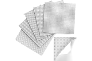 Mlikero Classic Baseplates, Peel and Stick Base Plates for Building Bricks, Compatible with Major Brands, Self-Adhersive Base for Bricks 10" x 10", 6 Pack Grey