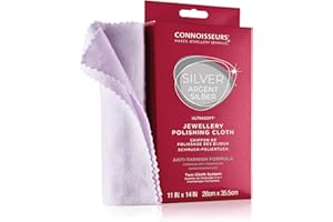 Connoisseurs Chamoisine Nettoyante pour Bijou en Argent et Pierres - Chiffon de Polissage pour Brillance Contre Poussière - 100% Coton - 28 x 35cm