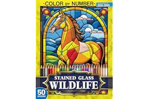 Wildlife Stained Glass Color by Number: 50 Stunning Designs of Majestic Creatures from Around the World