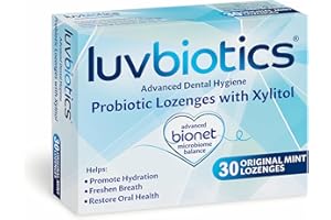 Luv Biotics Sugar Free Original Mint Lozenges with Oral Probiotics,Xylitol & Aloe Vera for Fresh Breath, Dry Mouth Relief, Gum Health & Oral Microbiome Support – 30 Lozenges