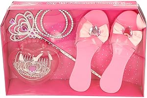 ATOZ Princess Secret My 1st Princess Beauty Set Chaussures Roses avec nœud, diadème, Bracelets, Baguette et Couronne, Accessoires de déguisement pour Filles