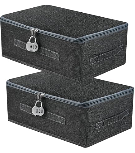 Boîte De Rangement Verrouillable Et Pliable 30x20x14 Cm - Avec Cadenas à Code, Idéale Pour Médicaments, Jouets, Collations Ou Voyage