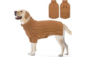 ASENKU Maglione per Cani di Taglia Piccola, Media e Grande, Maglione per Cane Lavorato a Maglia Caldo Invernale, Cappotto Felpa per Cani, Maglioncino a Collo Alto Abbigliamento Pullover XL