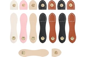 Larrel Lot de 8 fermetures de sac en cuir synthétique - 5 couleurs - Fermoirs pour sacs au crochet - Boucles en cuir avec fermeture à pression pour téléphone portable, portefeuille, carnet de notes