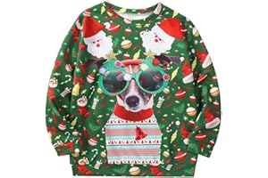 Psafagsa Sweatshirt de Noël pour Garçons et Filles Pulls 3D Novelty pour Enfants Chemise à Manches Longues Drôle de Noël