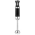 Westinghouse Retro Hand Blender - 600W Handheld Stick Blender for Kitchen - Stainless Steel Electric Soup Blender - Food Mixer with Various Speeds and Turbo Setting - Black