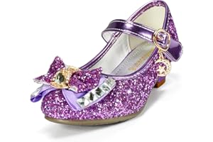TRIWORIAE-Prinzessin Schuhe Mädchen Glitzer Schuhe Kinder Stöckelschuhe Mädchen Pailletten Prinzessin Cosplay Schuhe Partys Hochzeiten Klett Sandalen Elegante Mädchen Schuhe mit Absatz