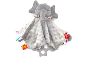UNMOT Baby comforter Blanket - Cuddle Blanket,Baby Cuddly Toy with Crinkle Foil and Bell,soft comforter for newborn,baby boy & girl gift (Elephant)